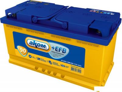 Автомобильный аккумулятор AKOM +EFB 6СТ-90VL (90 А·ч) Автомобильный аккумулятор AKOM +EFB 6СТ-90VL (90 А·ч)
